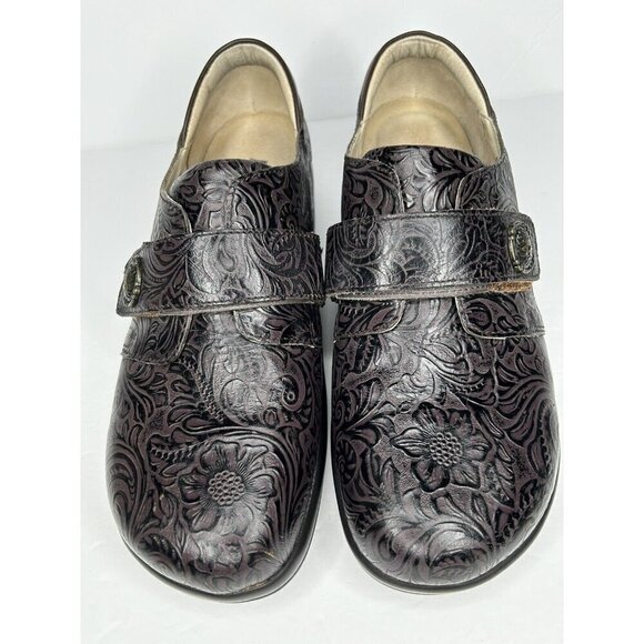 Alegria Shoes EU 40 US 9.5/10 Joleen Molasses Tooled Brown Leather Comfort Clog - Picture 2 of 12